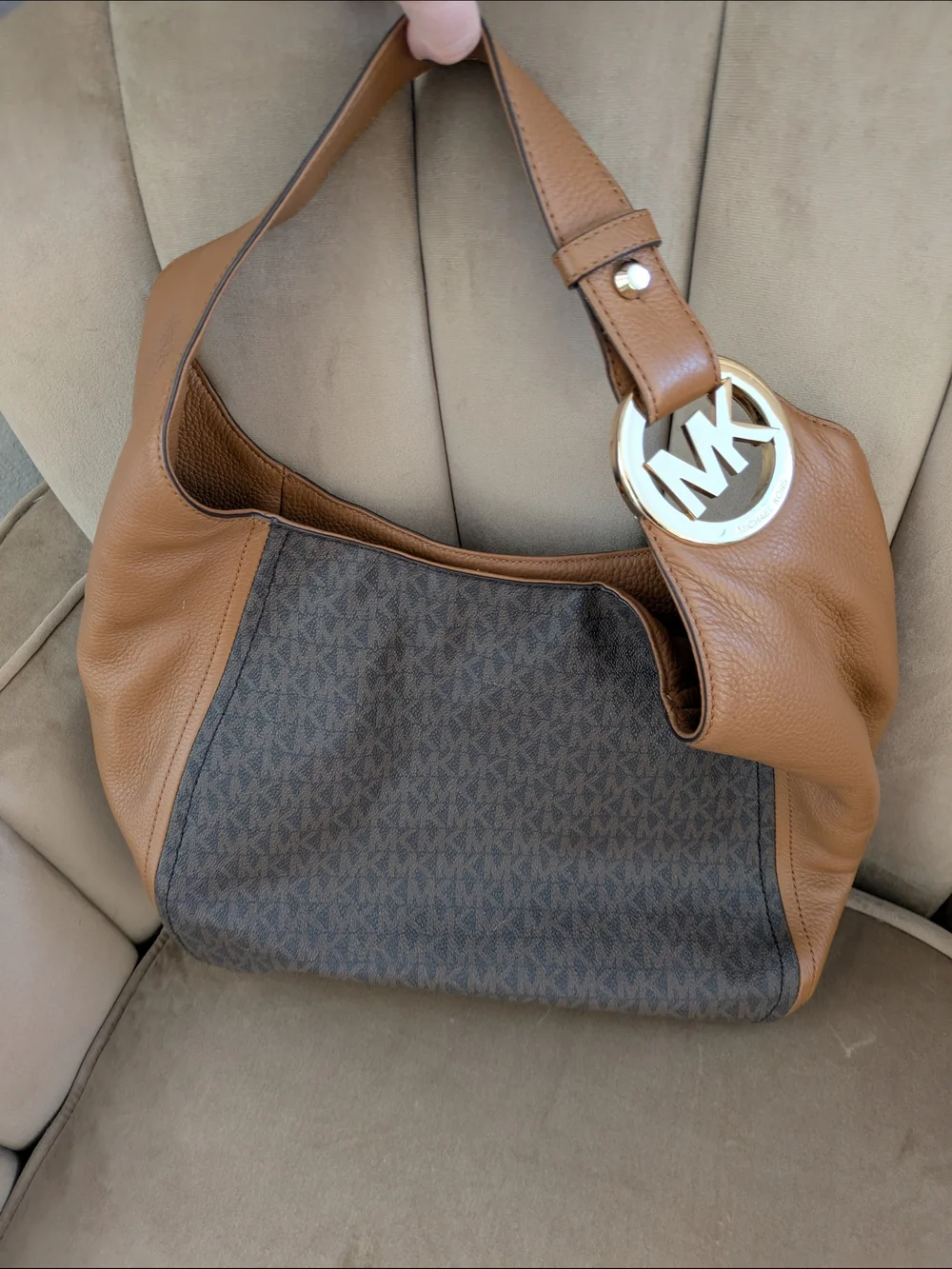 Michael Kors Brown and Tan Signature Hobo Bag